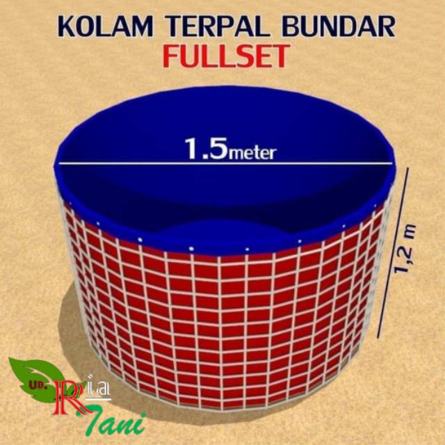 Kolam Ikan Terpal Bundar Fullset D1.5m