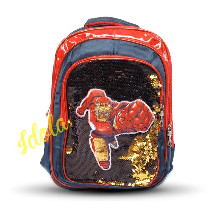 Backpack Cowok SD Usap Motif Ironman Import / Tas Ransel Sekolah Anak
