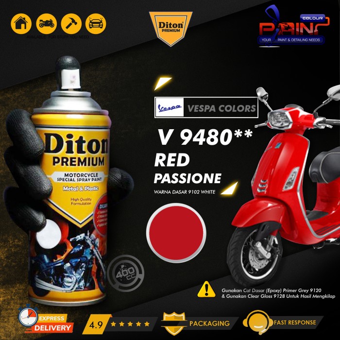 Cat Semprot DITON PREMIUM Vespa- V.Pastel - 9480** Red Passione