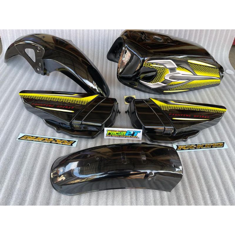 bodi set RX king 2007 striping stiker variasi castum hitam kuning
