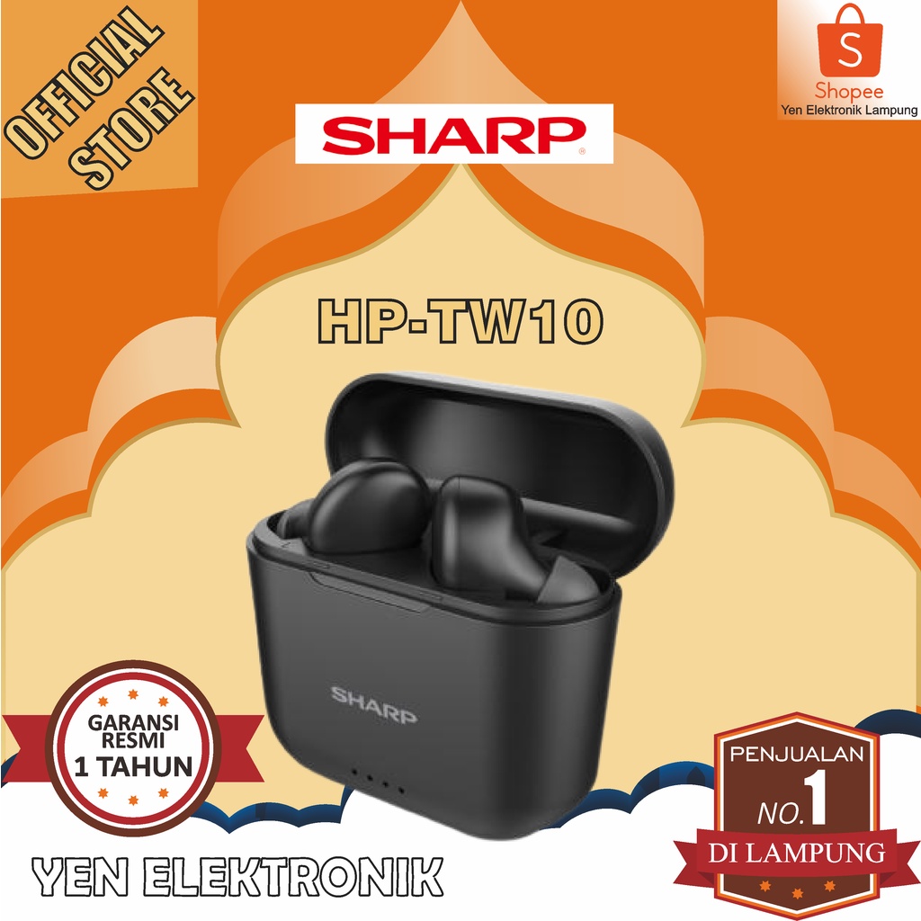 TWS Wireless Earbuds SHARP HP TW10 Splashproof Bluetooth 5.0 Garansi Resmi SHARP 1 Tahun