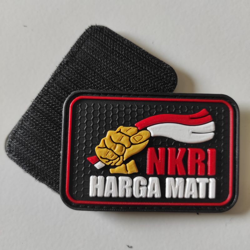 PATCH RUBBER LOGO NKRI HARGA MATI BENDERA BERKIBAR/TEMPELAN EMBLEM KARET VELCRO