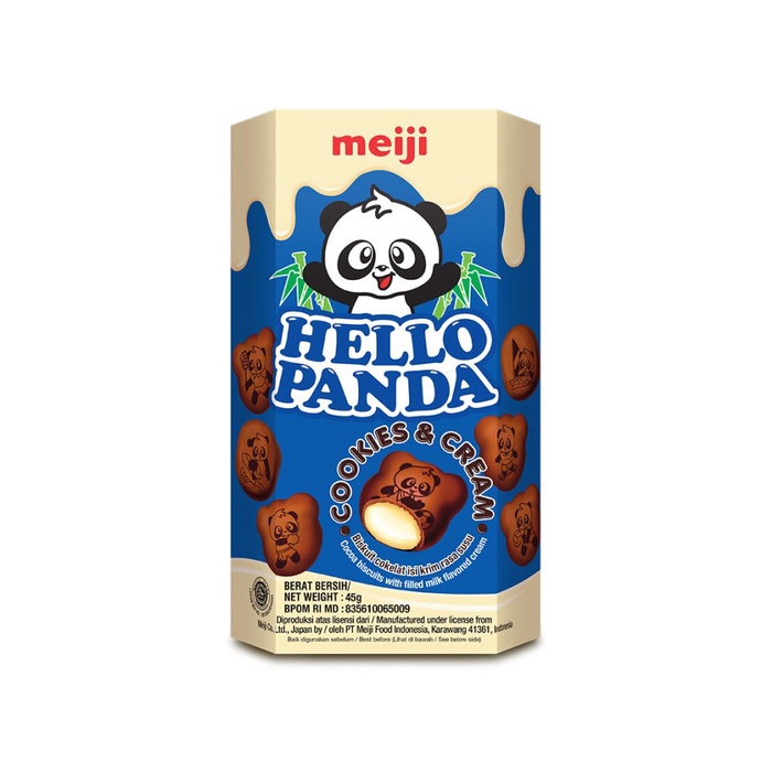 Hello Panda Biskuit Meiji Cheese Vanila Milk Cookies Cream Strawberry 45Gr