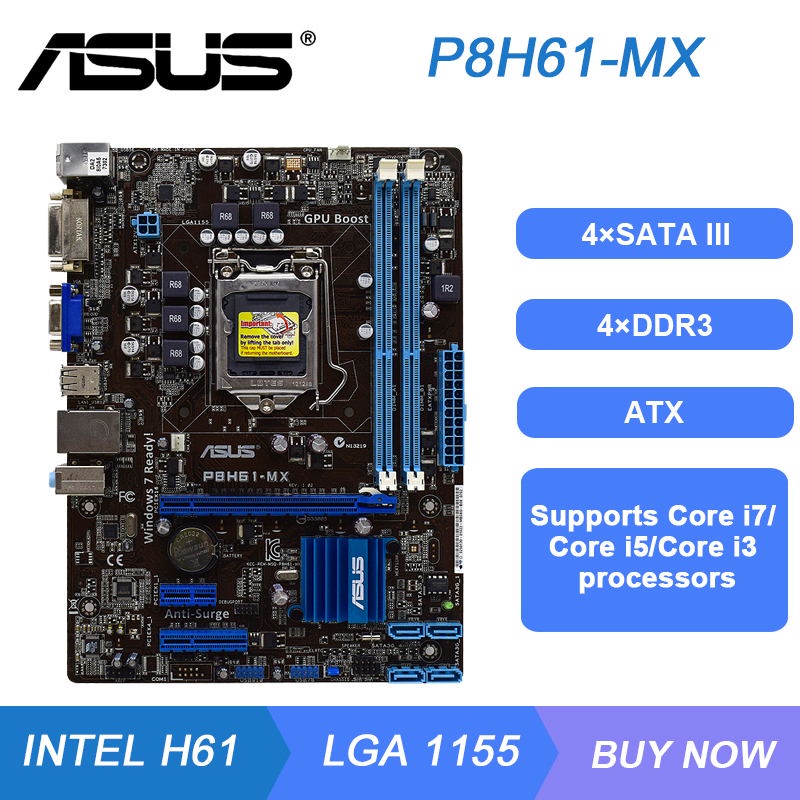 PREORDER H61 Motherboard 1155 ASUS P8H61-MX Motherboard 1155  DDR3 16GB USB2.0 SATA2 VGA PCI-E X16 F