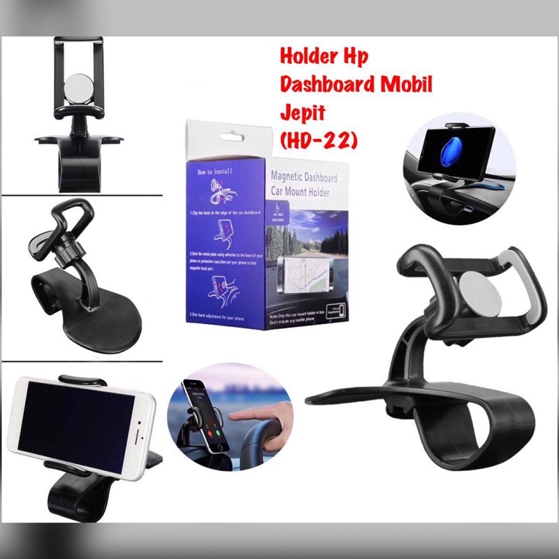 HD22 CAR Mount jepit dasbor penyangga HP mobil dengan holder-u 360 rotasi CAR Holder