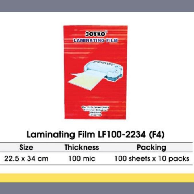 

923- Plastik Plastic Laminating Joyko F4 Folio 100 Micron
