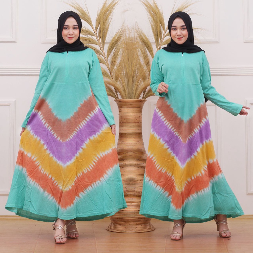 GAMIS KAOS TIEDYE RESLETING DEPAN BUSUI BUMIL KEKINIAN ADEM MURAH