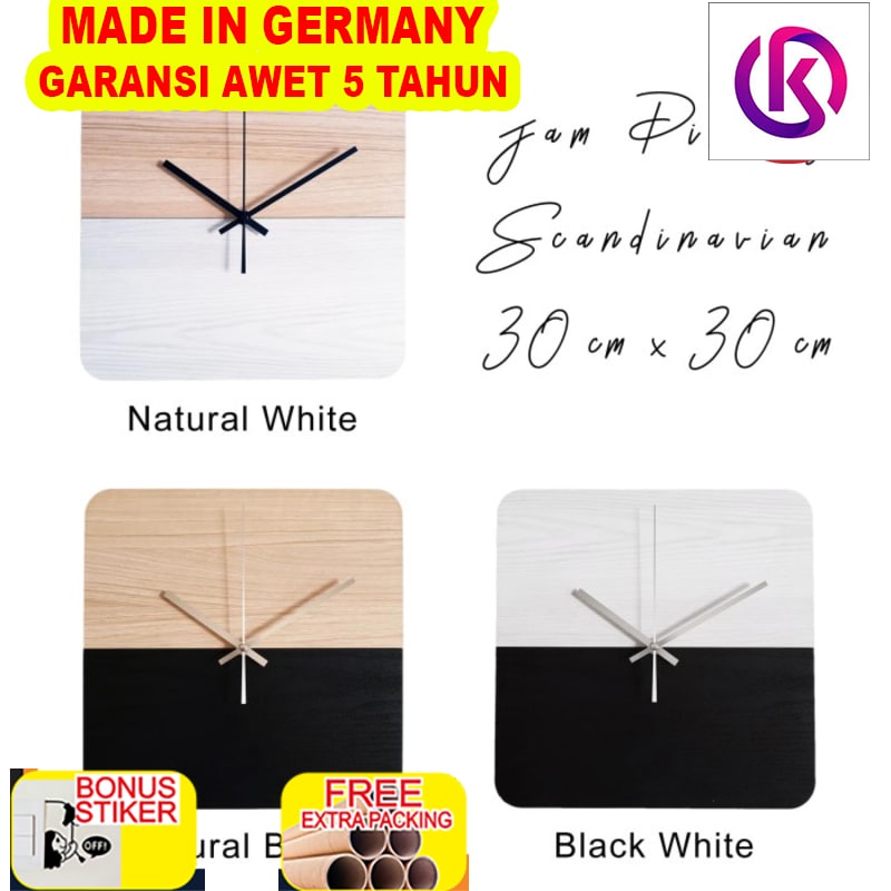 

Terlaris Jam Dinding Scandinavian Square 30x30 Wall Clock Mesin Sweep Movement