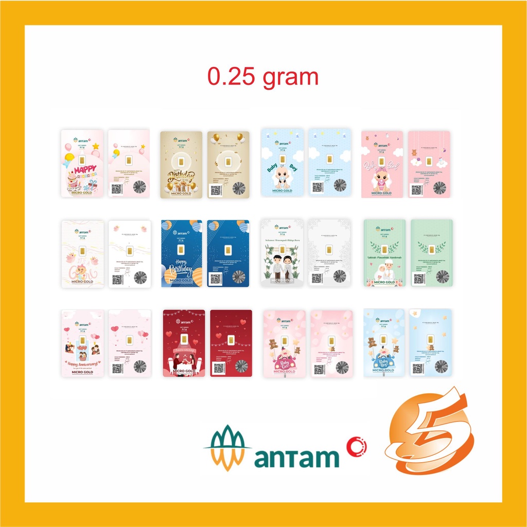 Emas Logam Mulia Antam 0.25 0,25 gram LM Batangan Micro Gold Hartadinata Murni 24k Hadiah Kado Gift 