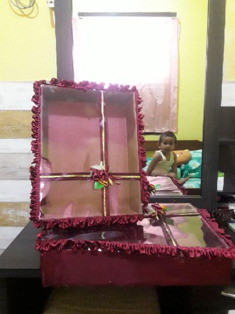 Kotak Hantaran Lamaran / Box Seserahan Set 2 Tutup Mika Renda Ting Jing Tingjing Sang Jit Sangjit