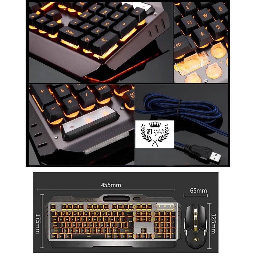 Keyboard and Mouse Set Wireless 2.4 Ghz Metal Mamba SB18 Waterproof Mechanical lookalike