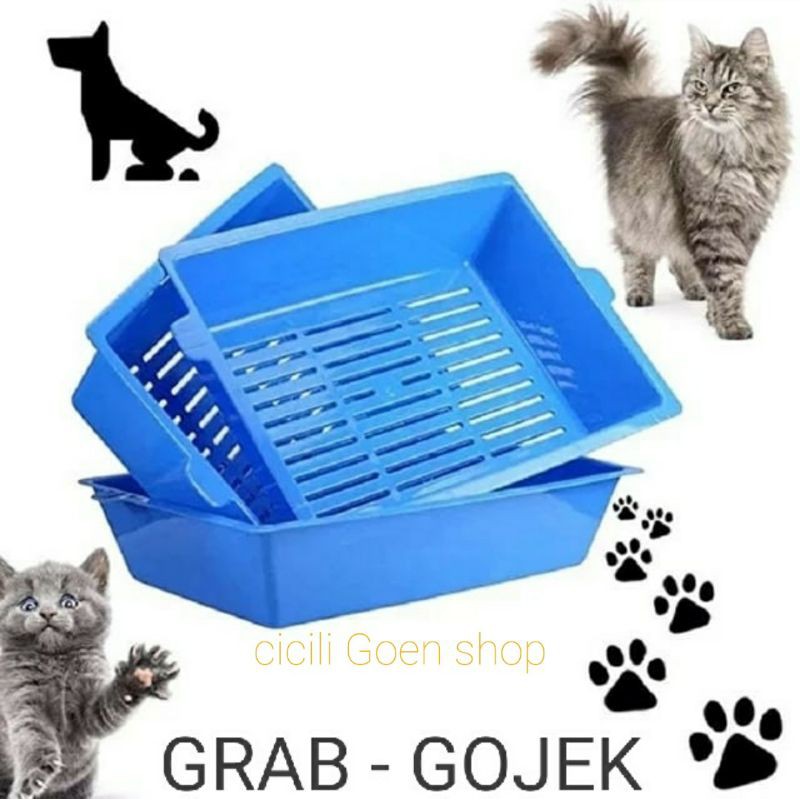 BOX bak PASIR KUCING 3 IN 1 SELF SIFTING TRAY CAT DONG LITTER BOX pup pee toilet