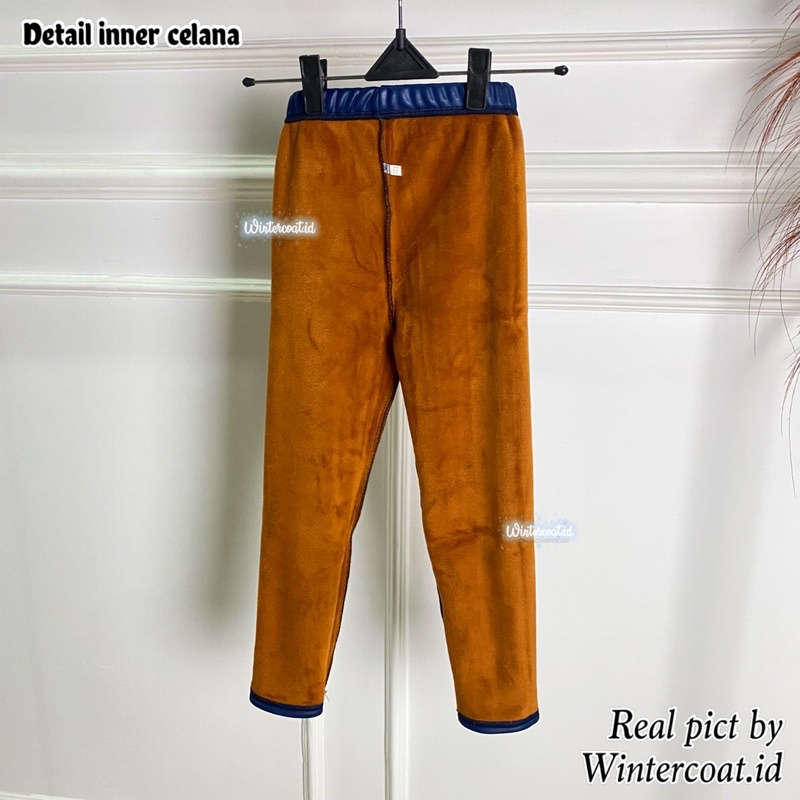 Celana kulit anak leather legging kids girls thermal winter hangat bawahan musim dingin