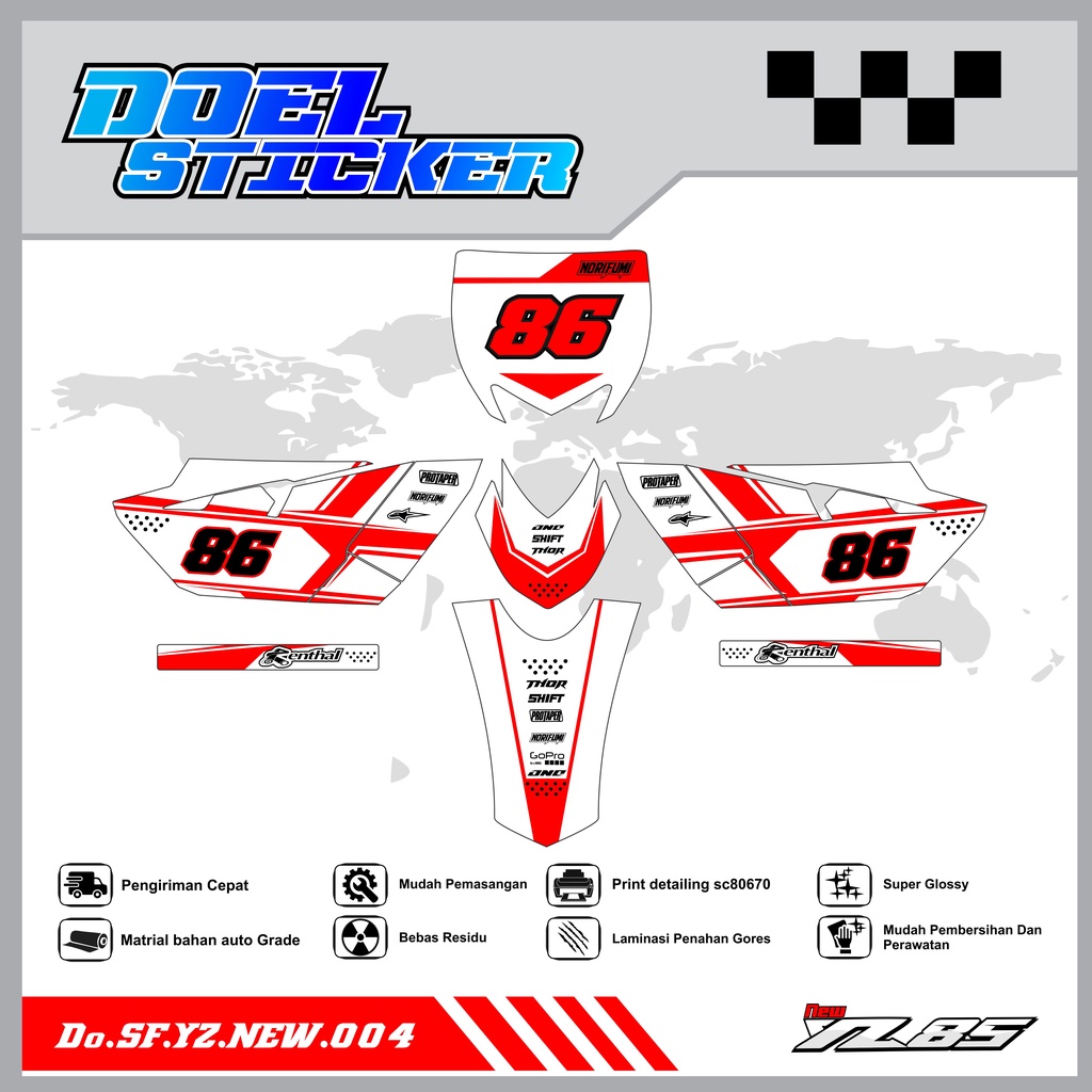 Sticker Striping YZ NEW List Variasi Hologram , Crome Doel 004