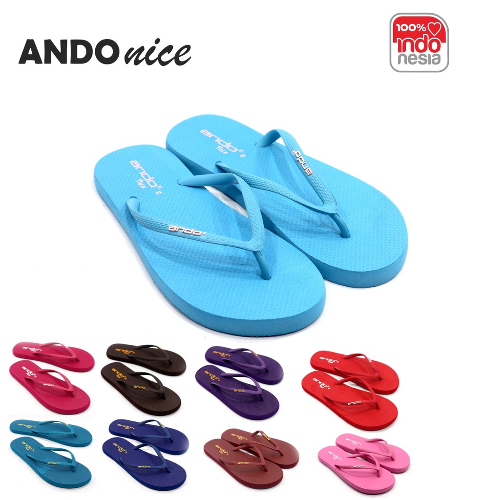 SANDAL KARET DEWASA ANDO NICE 36-40 CEWEK - SANDAL JAPIT CEWEK - ANDO-L.blue/D.grey