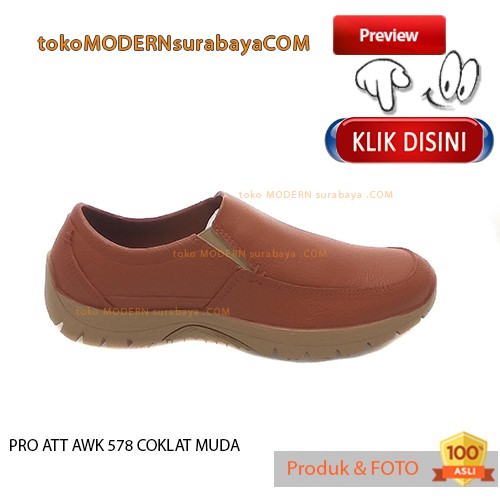 PRO ATT AWK 578 COKLAT MUDA sepatu pria slip on karet anti air