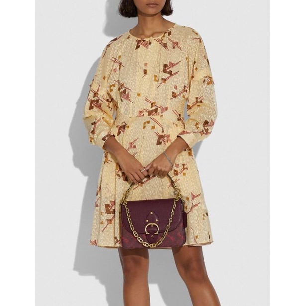 Coach 4594 Beat Shoulder Bag With Horse And Carriage Print Oxblood Cranberry