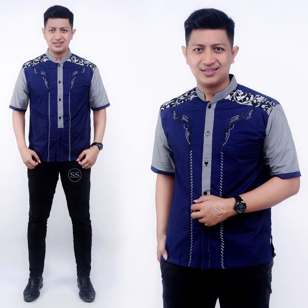 Baju koko bordir lengan panjang modern/Koko batik lengan pendek ,Baju koko pekalongan/Batik wulan