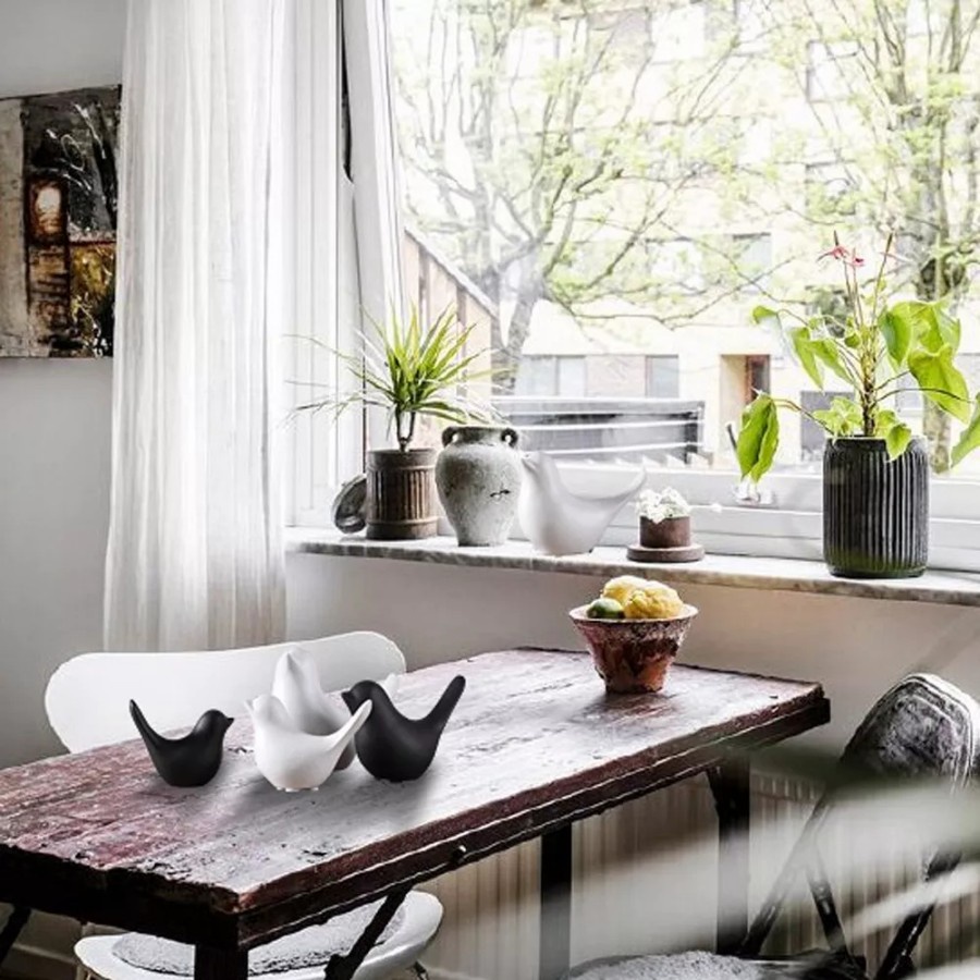 TBI Patung Burung Keramik Pajangan Hiasan Rumah Black White Ceramic Birds