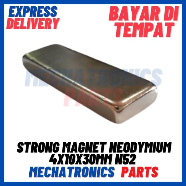 STRONG MAGNET NEODYMIUM 4X10X30MM BALOK PERSEGI PETAK 30MM N52 KOTAK