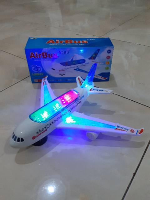 mainan replika pesawat terbang bump &amp; go - miniatur edukasi anak