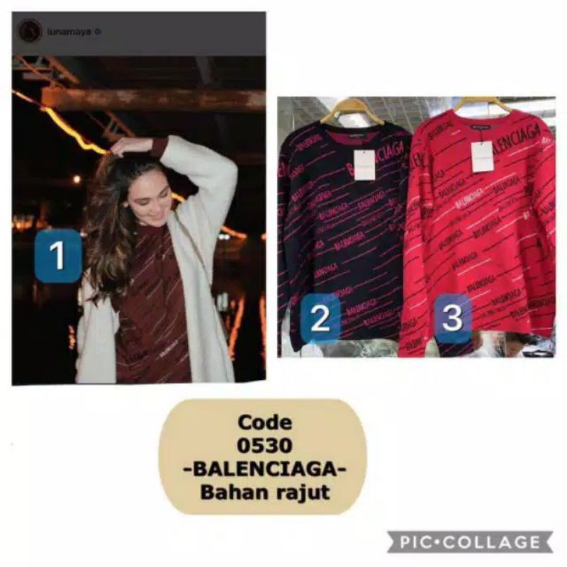 BLOUSE RAJUT IMPORT BALENCIAGA LUNA PLUS TAG LABEL