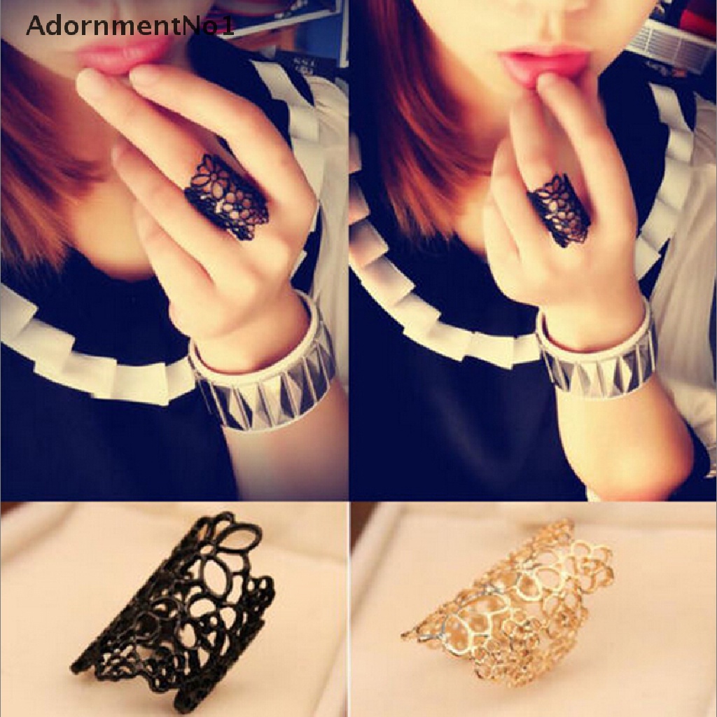 (AdornmentNo1) Cincin Lace Motif Bunga Aksen Hollow Untuk Perhiasan Wanita