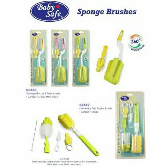 Sikat Botol Baby Safe Rotary Sponge Bottle And Teat Brush BS369 BS368 BS367 BD037