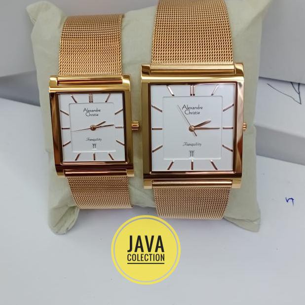 Jam Tangan Couple Alexandre Christie Ac8629 Rosegold Bunga.Shopping.Mall