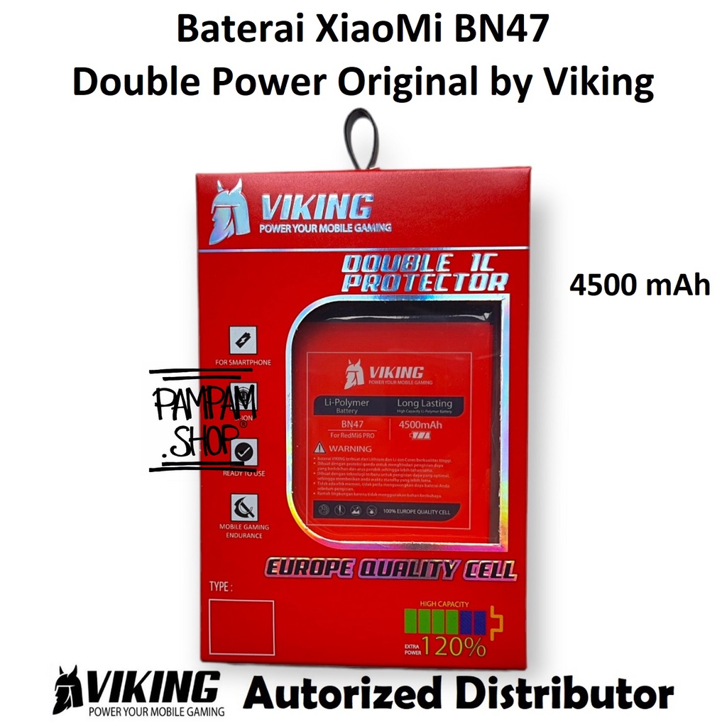 Baterai VIKING Double Power Original XiaoMi Mi A2 Lite Redmi 6 Pro BN47 Batre Batrai Battery HP