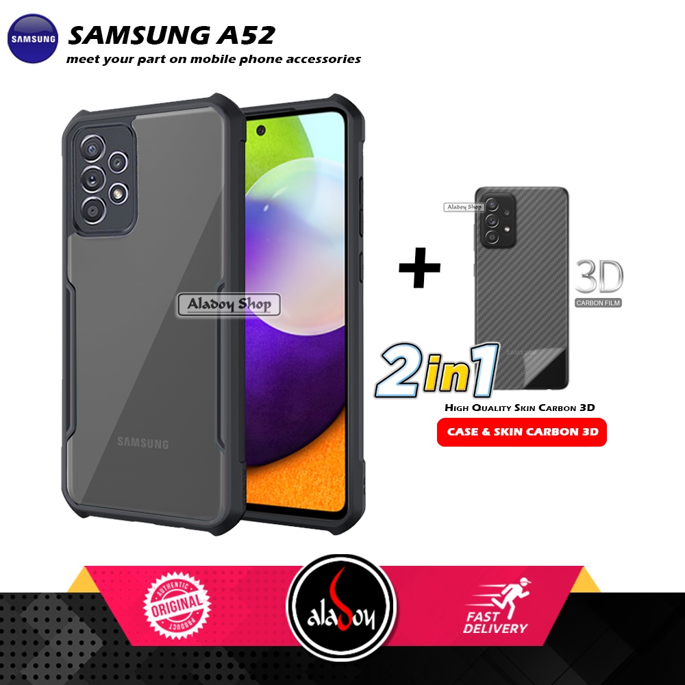 Case Samsung A52 Armor Fusion Transparent Casing Free Skin Carbon 3D