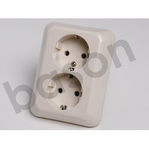 BROCO Gracio 15320 Double Socket Outlet 16A 250V Cream | Stop Kontak