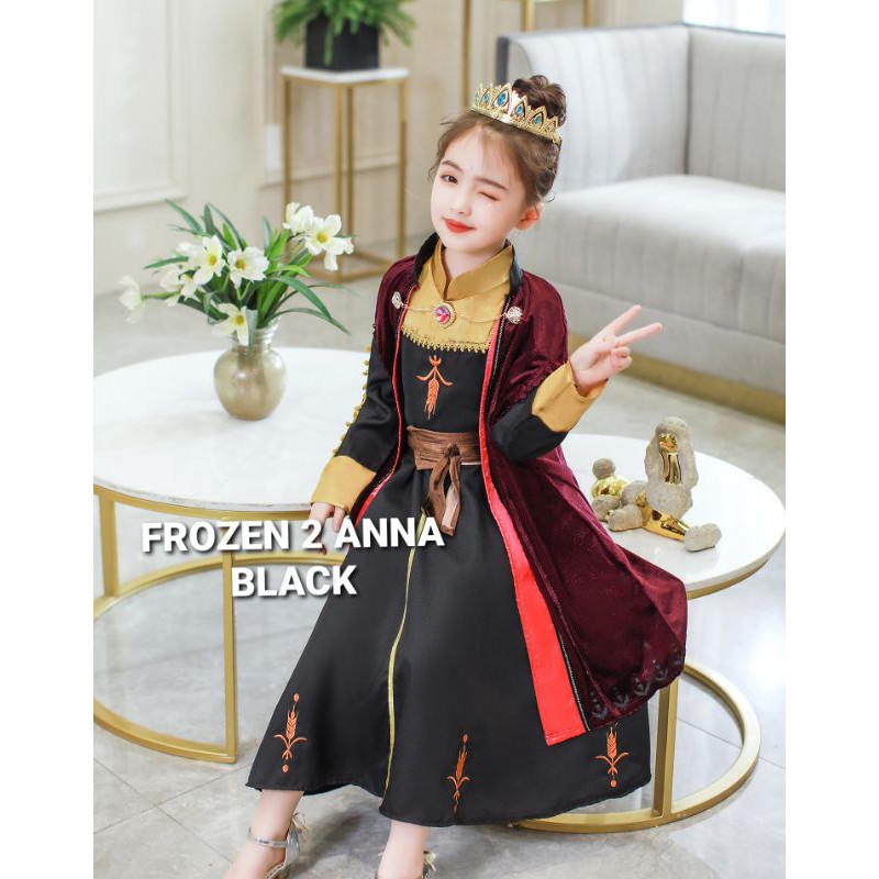 KOSTUM PRINCESS FROZEN 2 ANNA DRESS BLACK / DRESS PRINCESS IMPORT / FROZEN 2 ELSA