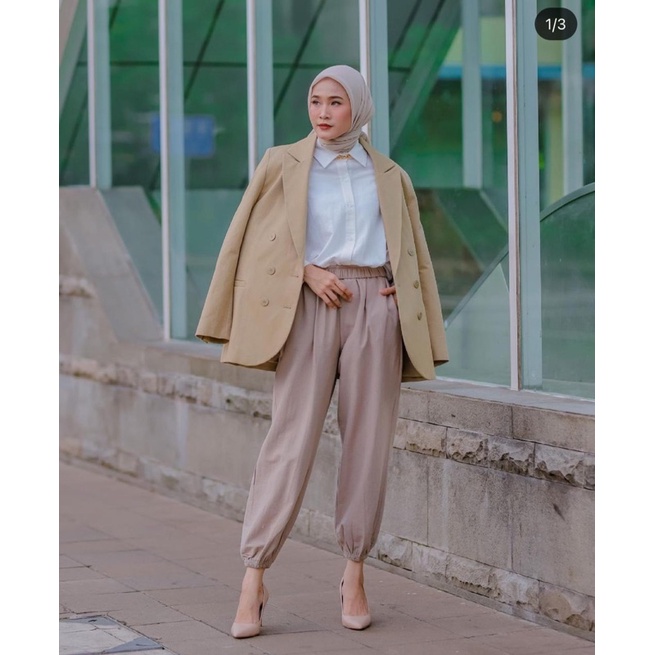 KENJI PANTS White Taupe soft lilac black by iymelsayshijab