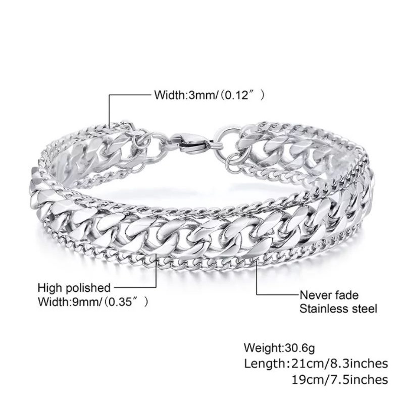 GELANG RANTAI BAJA TITANIUM STANLEES STELL PRIA WANITA KEREN UNIK TERLARIS ANTI KARAT-5