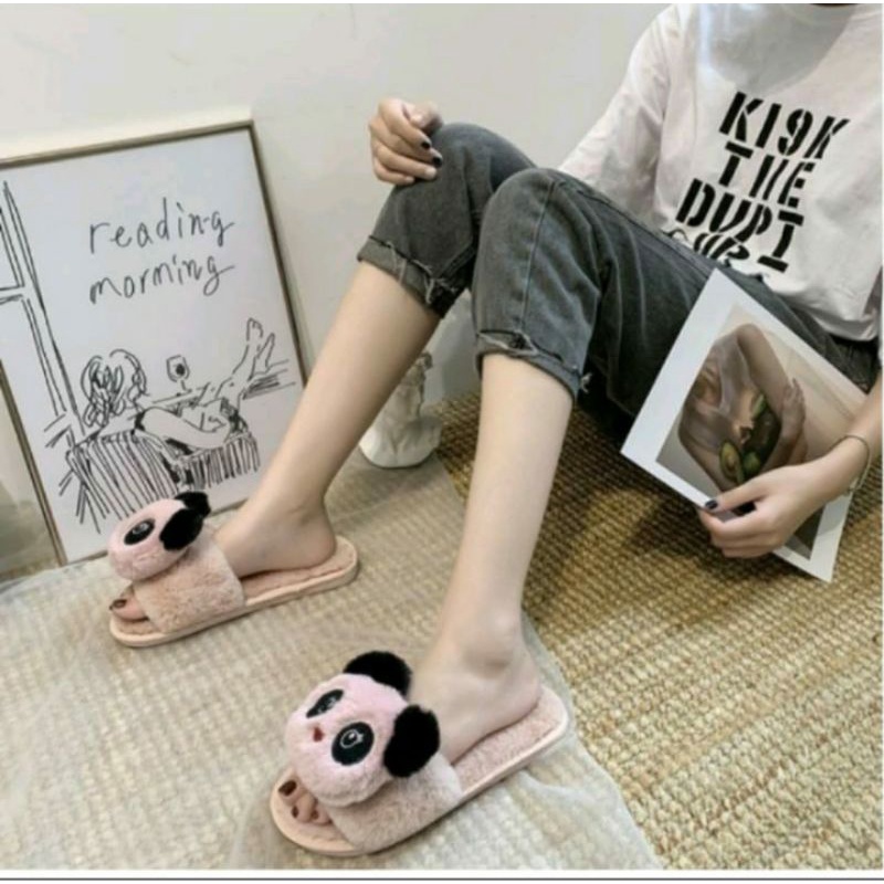 Sandal bulu Boneka Panda/sendal rumah Terbaru