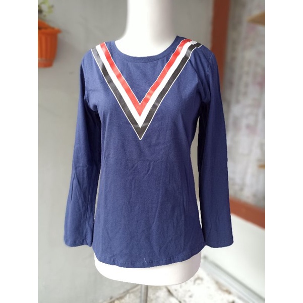 T zone S M Original kaos raglan t shirt wanita remaja lengan panjang perempuan cewek atasan branded 