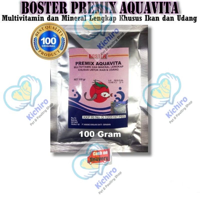 Premix Aquavita 100 gram Multivitamin dan Mineral Untuk Ikan, Boster