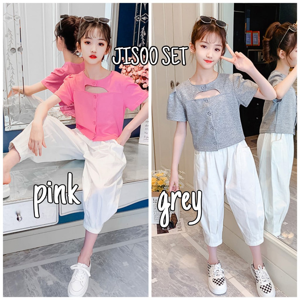 JISOO SET / BAJU SETELAN ANAK PEREMPUAN / SET CELANA PANJANG ANAK REMAJA / SET CASUAL IMPOR KOREA