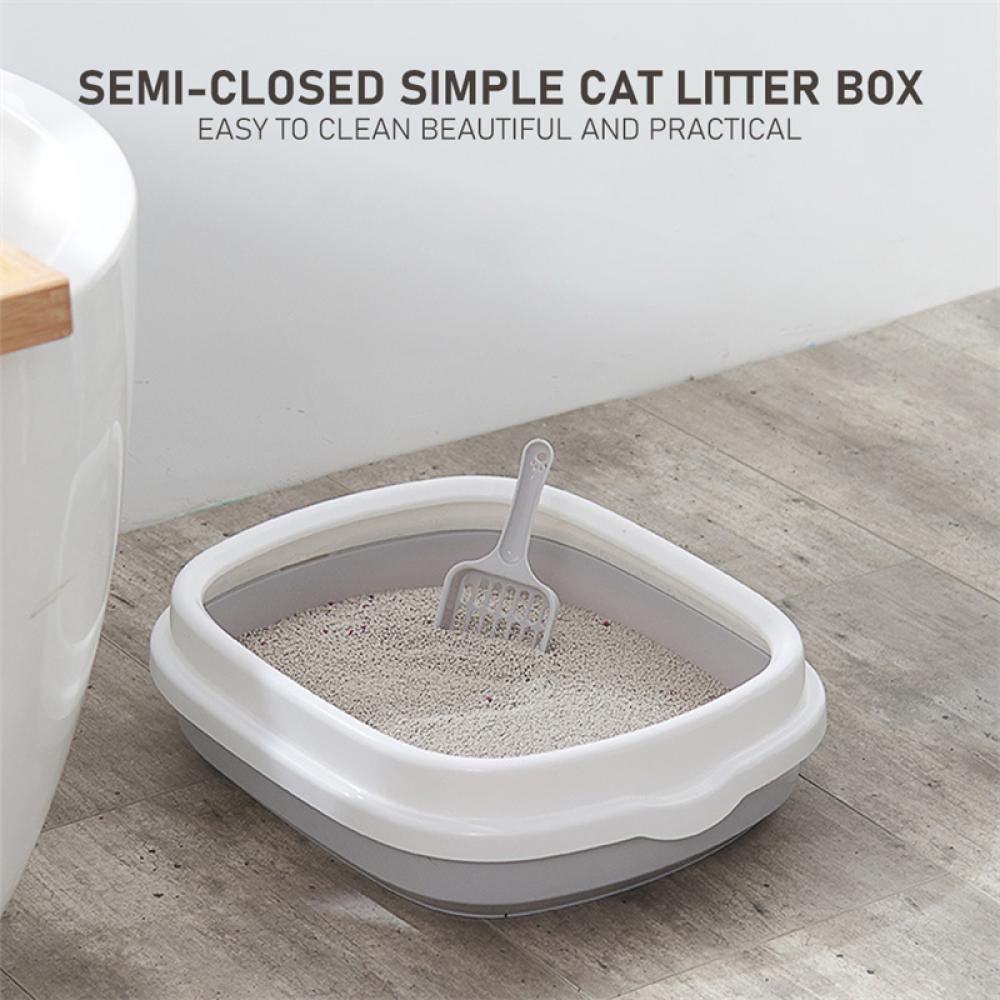 Timekey Kotak Pasir Toilet Kucing Semi Terbuka Breathable Dengan Sekop Pembersih K4R3