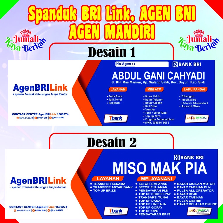 Spanduk BRI Link BRILink Agen BNI 46 BNI46 Agen Mandiri