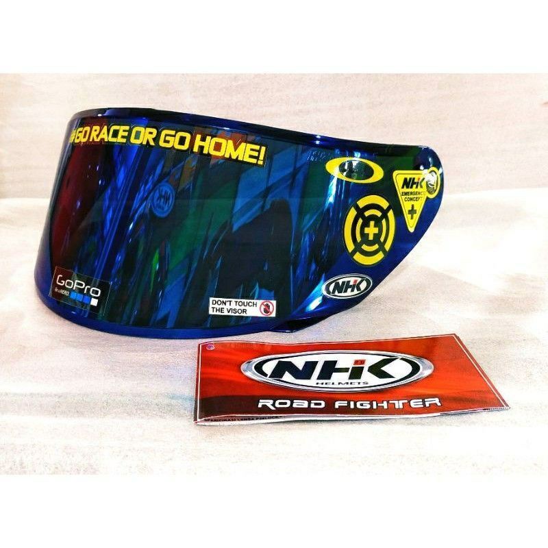Flat Visor helm NHK GP1000 / NHK GP theh iridium silver / blue/gold+ sticker NHK