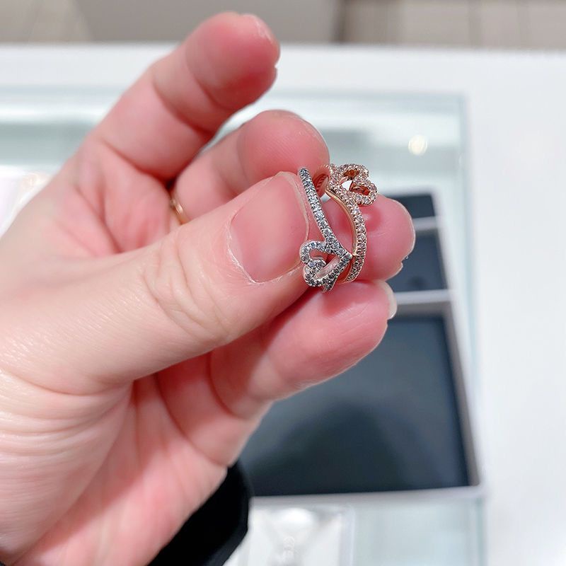 Pandora Cincin 925 Silver Bentuk Hati Aksen Berlian Kubik Zirkonia Gaya Klasik Untuk Pernikahan