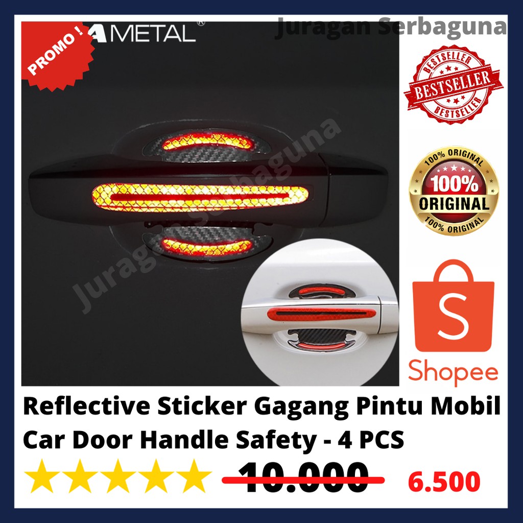 Reflective Sticker Gagang Pintu Mobil Car Door Handle Safety - 4 pcs