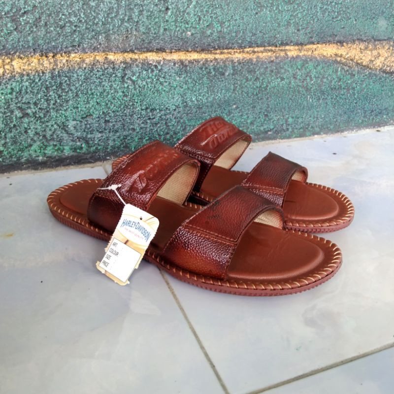 sandal kulit asli ban 2 coklat sandal kulit asli sandal santai