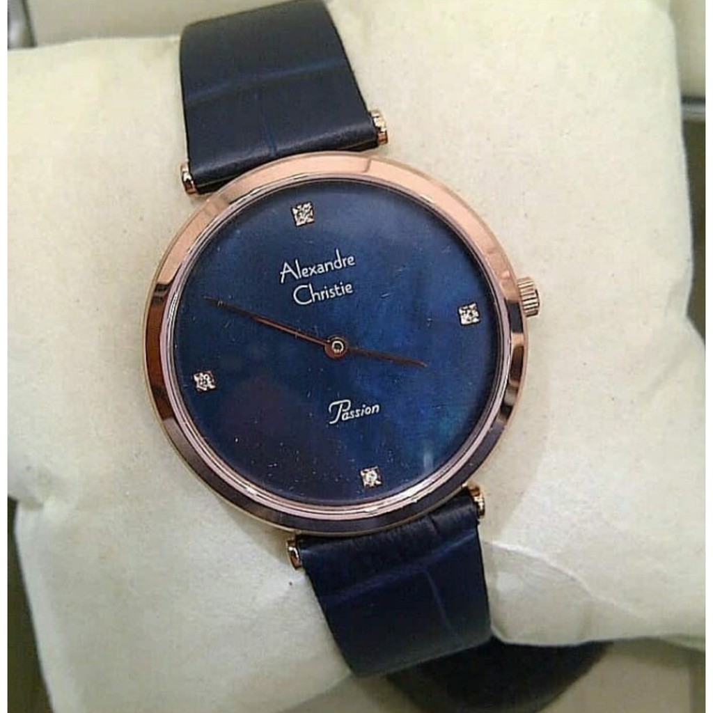 Alexandre Christie Ac 8577 /ac8577 Rosegold Plat Blue, Jam Tangan Wanita, Original