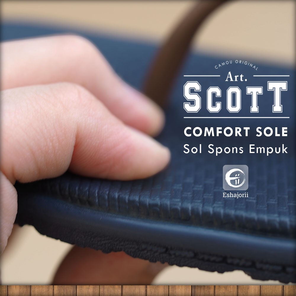 CAMOU - Scott Ocean - Sandal Jepit Pria Comfort Casual Biru Navy Coklat Mens Fashion Rubber Sole