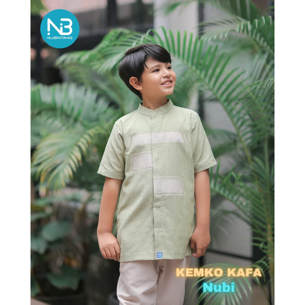 BAJU KOKO HIJAU - BAJU KOKO MUSLIM ANAK LAKI-LAKI SET KAFA - NUBINTANG