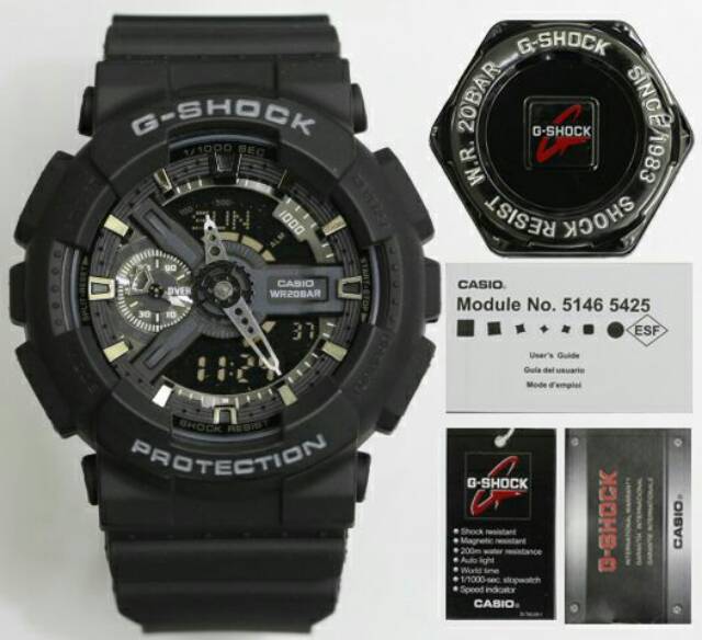 Jam pria G shock GA110 black series auto light