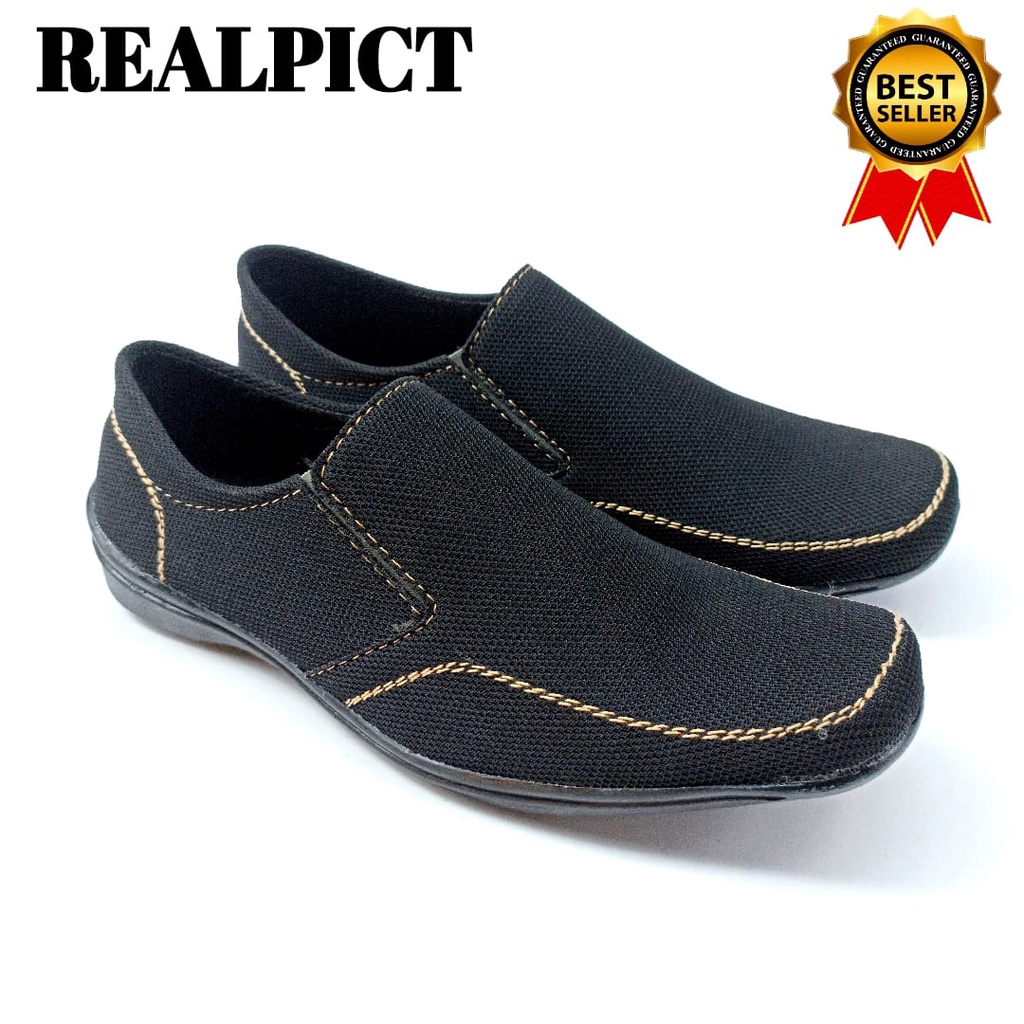 SEPATU SLIP ON PRIA/SEPATU SNEAKER CASUAL HITAM/SEPATU SLOP PRIA 001